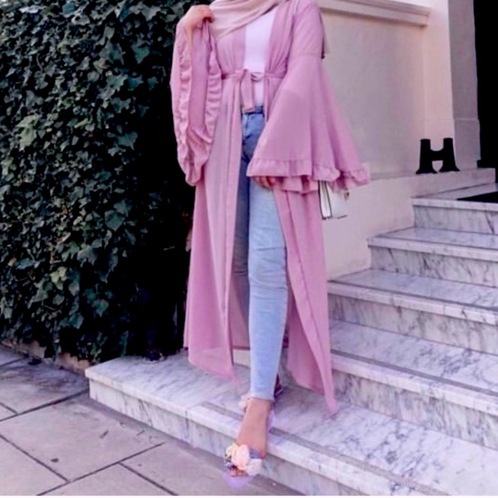 Boohoo long bell sleeve maxi kimono
